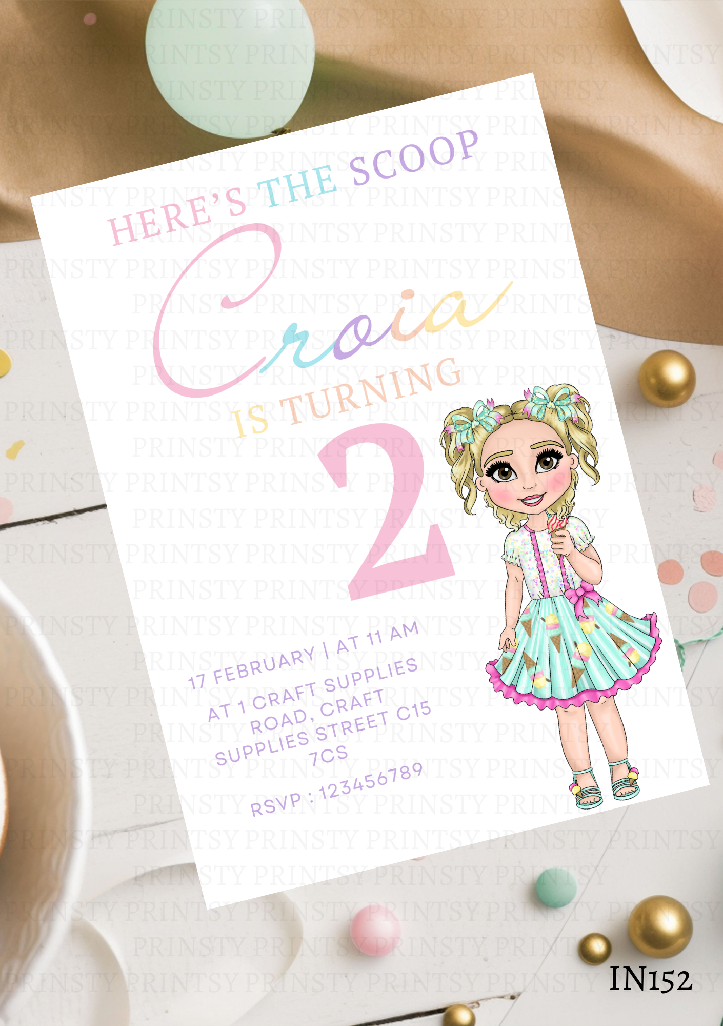 Ice Cream Dolly Invite
