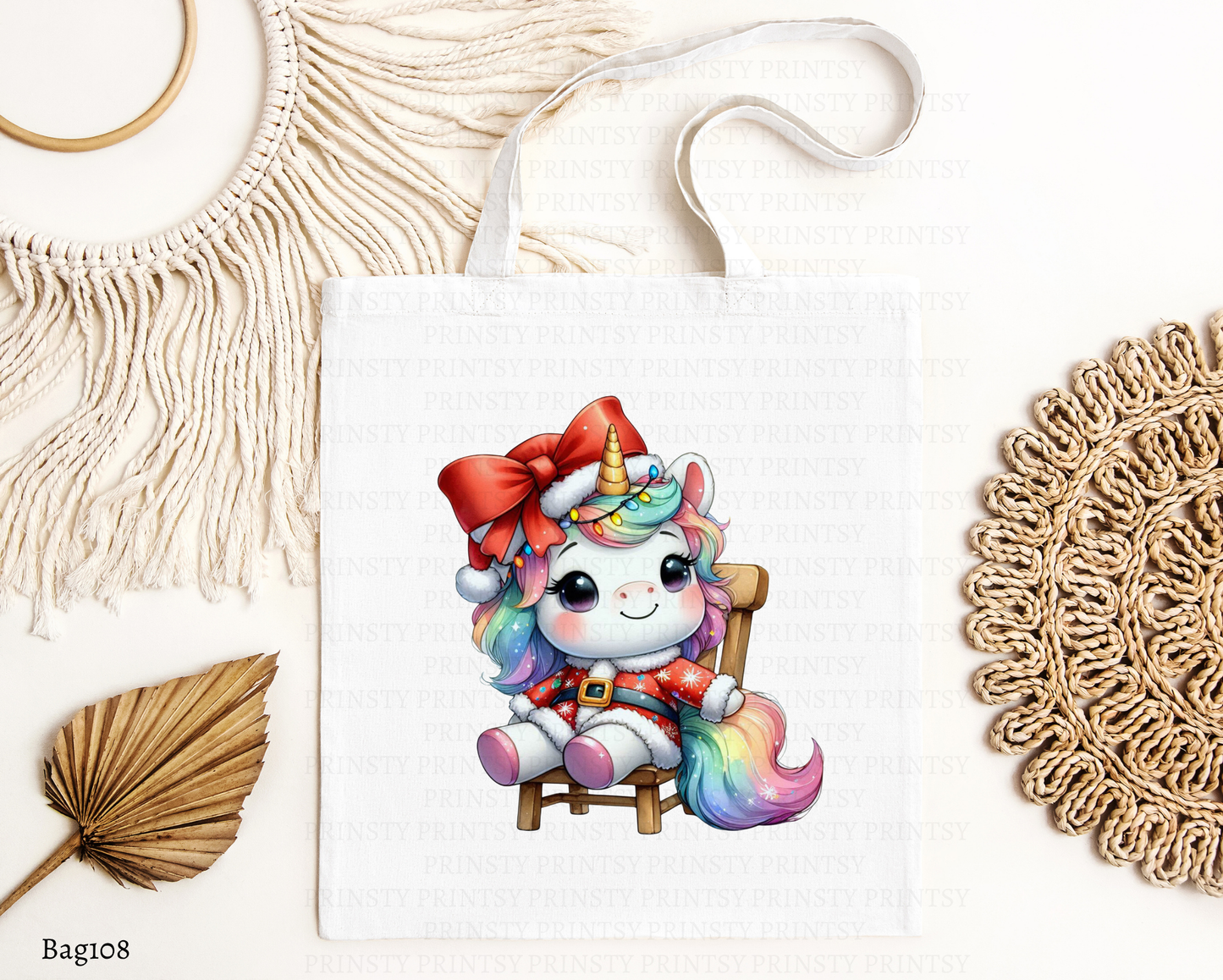 Christmas Unicorn Tote Bag