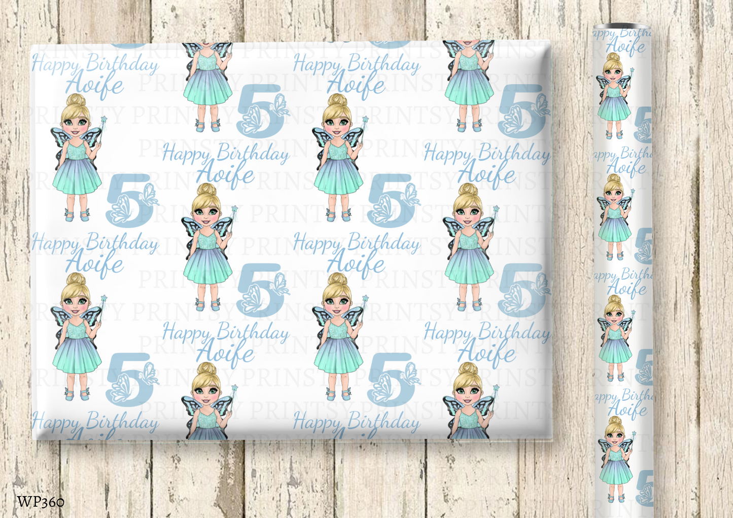 Bue Butterfly Dolly Wrapping Paper