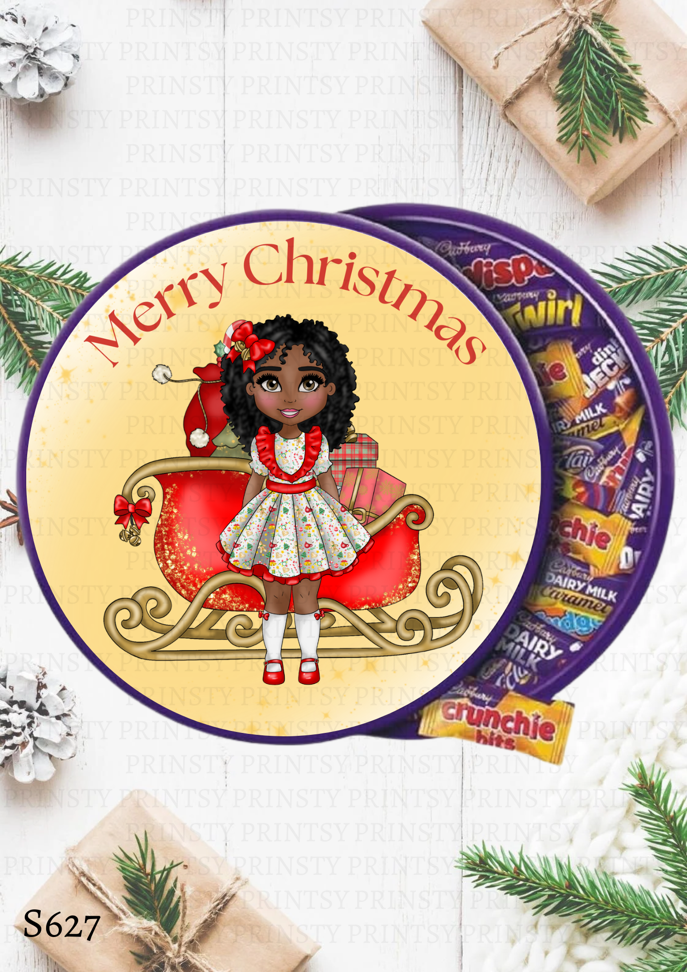 Christmas Dolly Chocolate Tub Sticker