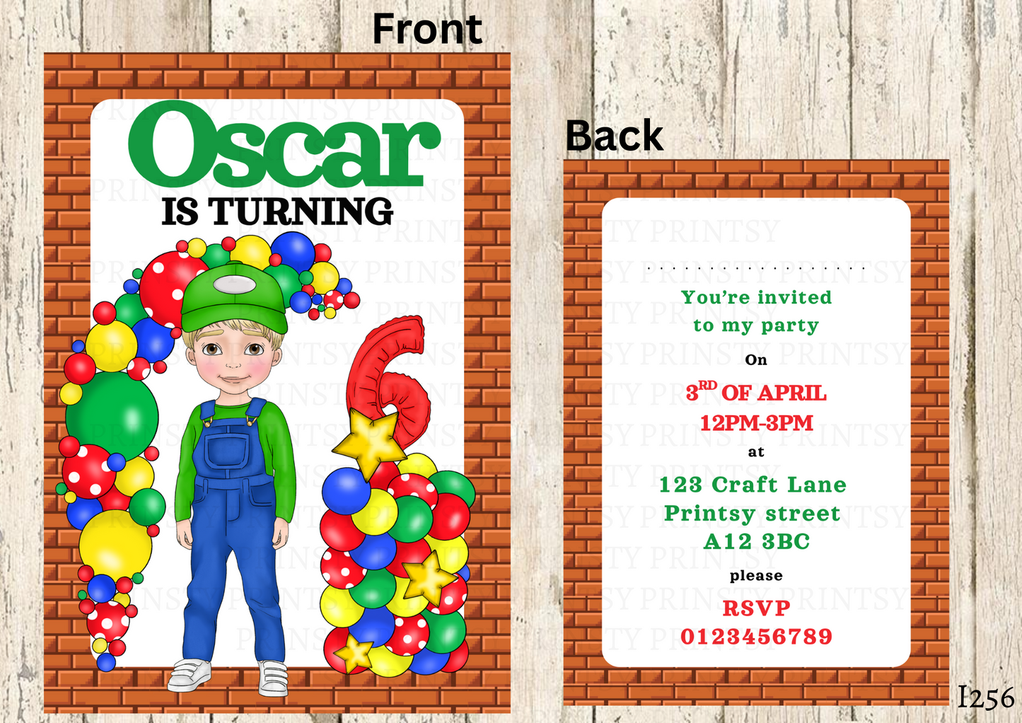 Green and Red Dungarees Dude Invite