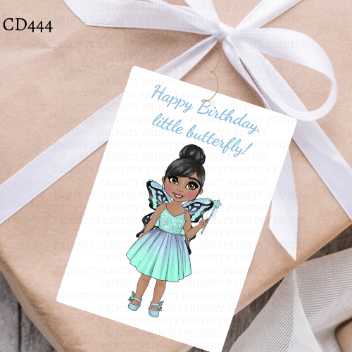 Blue Butterfly Dolly Gift Label