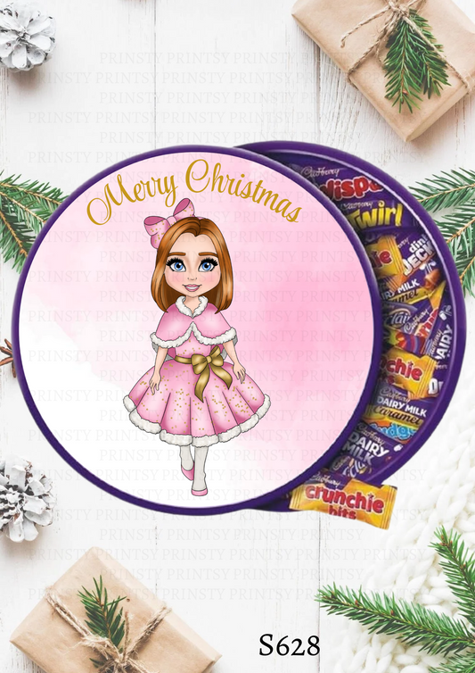 Christmas Dolly Chocolate Tub Sticker