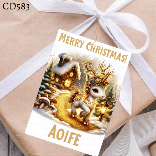 Christmas Unicorn Gift Label