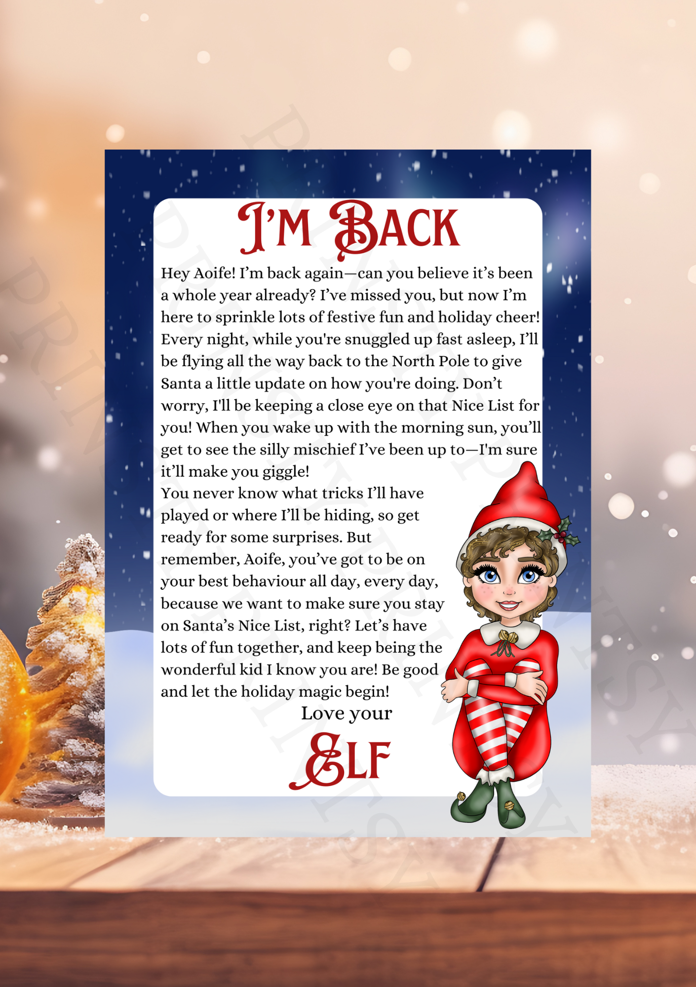 I'm Back Elf Letter