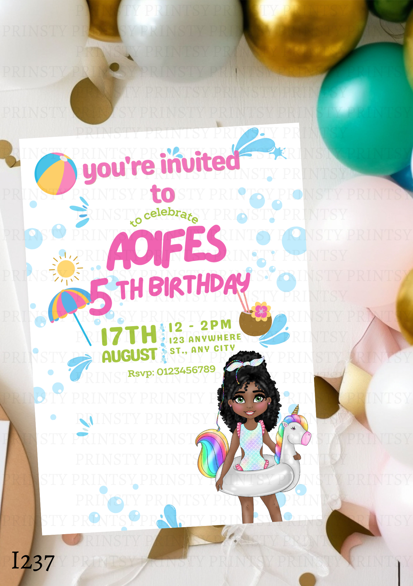 Pool Party Dolly Invite