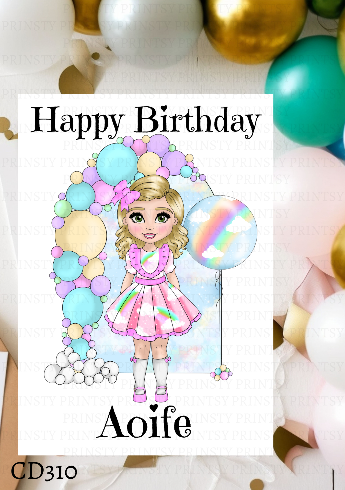 Rainbow Dolly Birthday Card