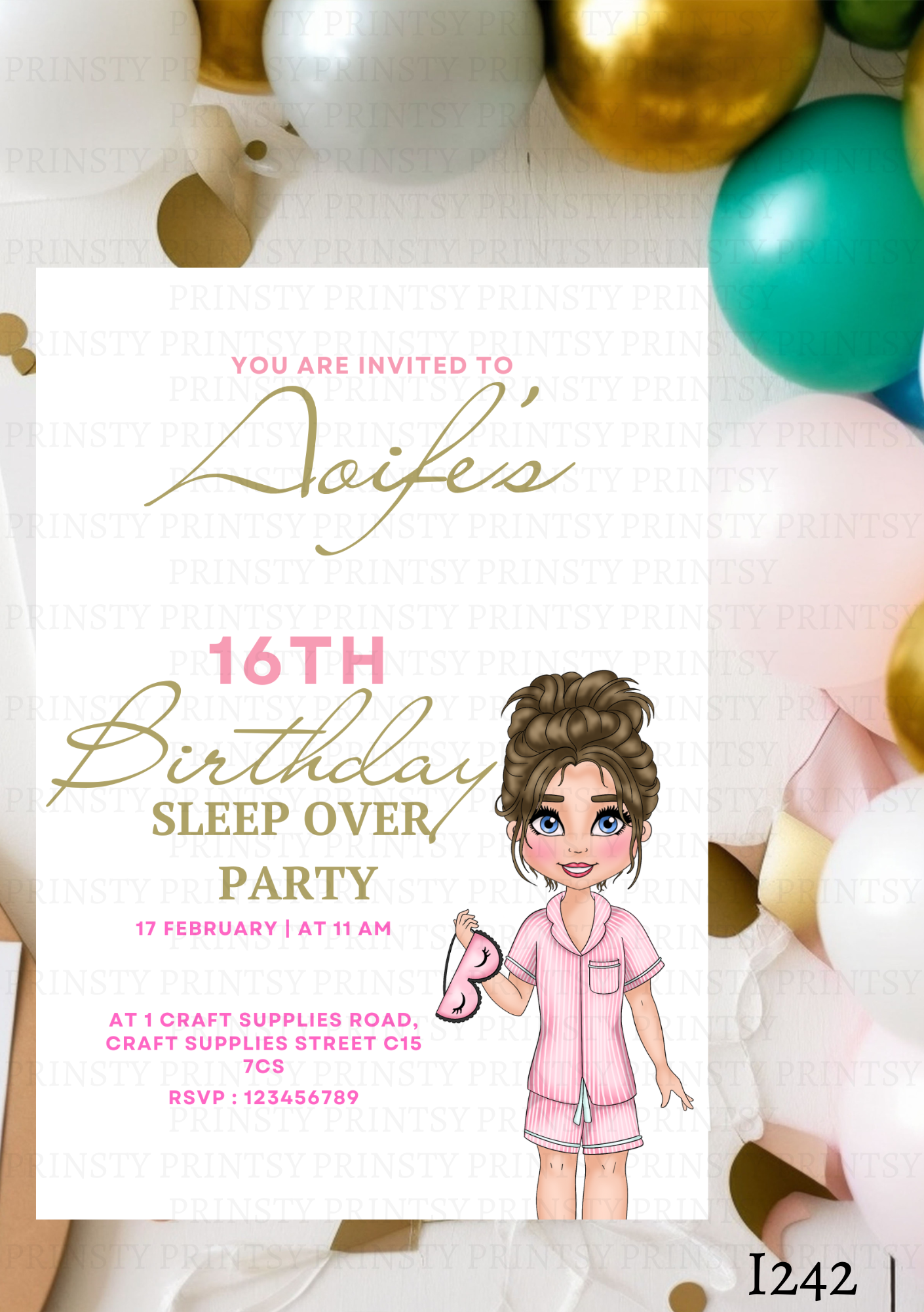 Sleep Over Dolly Invite