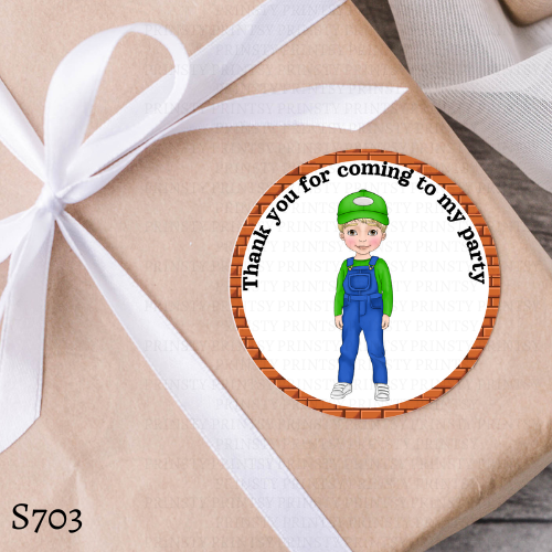 Green and Red Dungarees Dude Thank You Birthday Sticker Sheet