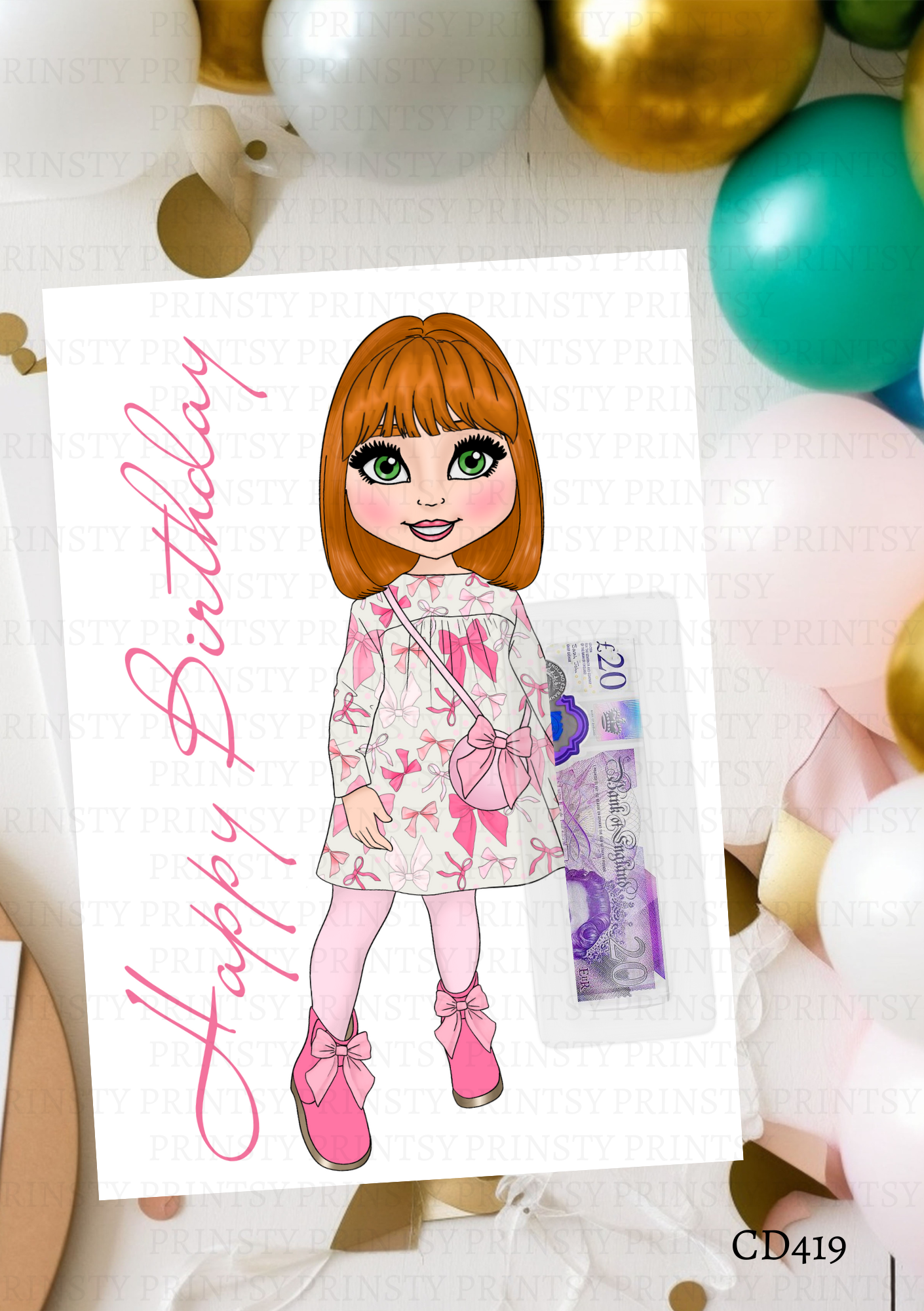 Bow Print Dolly Gift Label