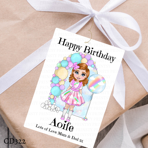 Rainbow Dolly Birthday Gift Label
