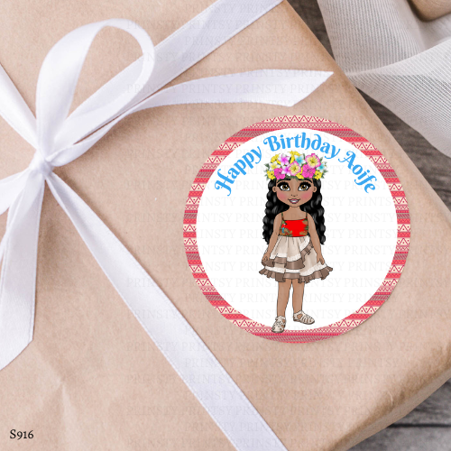 Polynesian Dolly Birthday Sticker Sheet