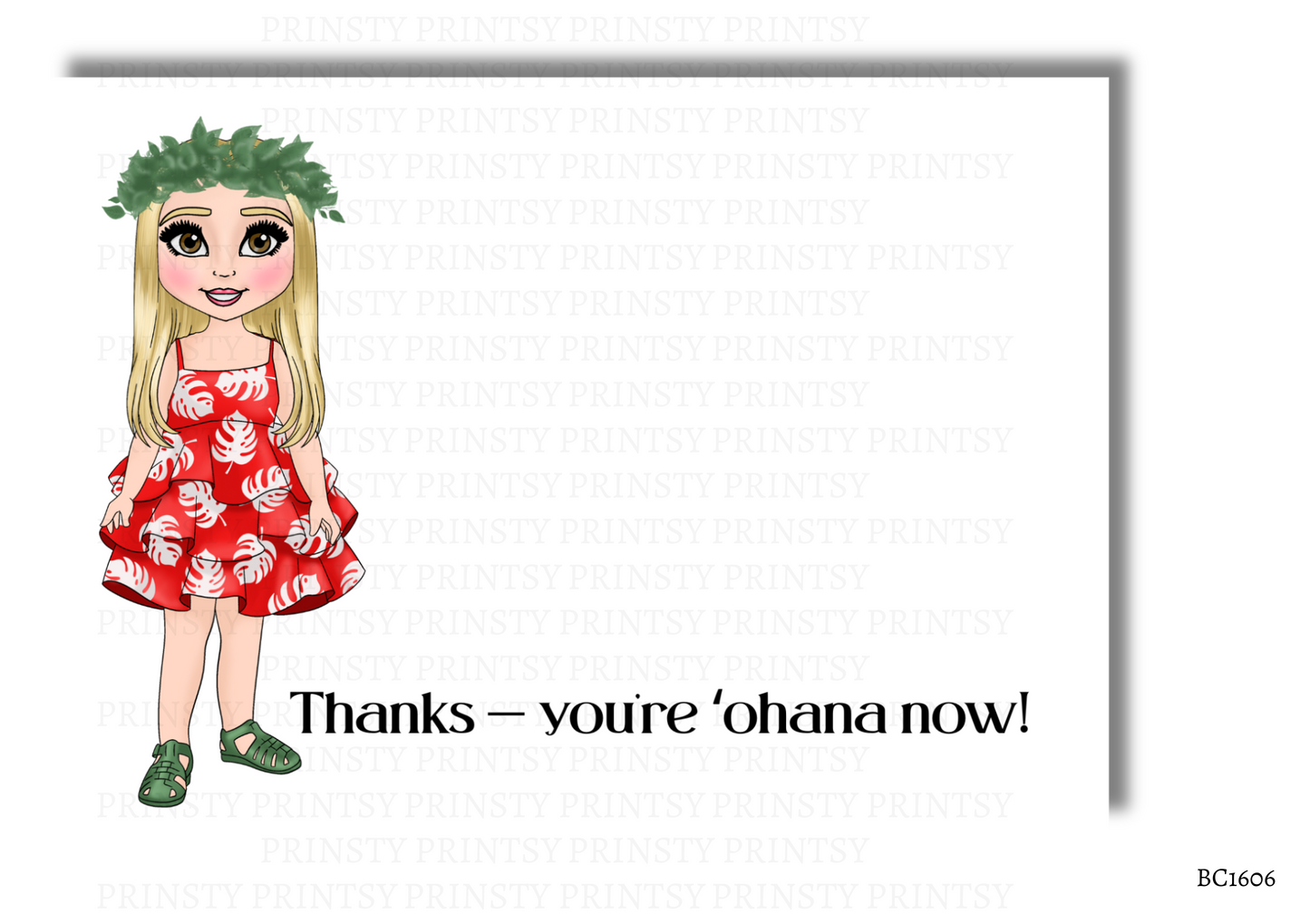 Red Hawaiian Dolly Bow Card
