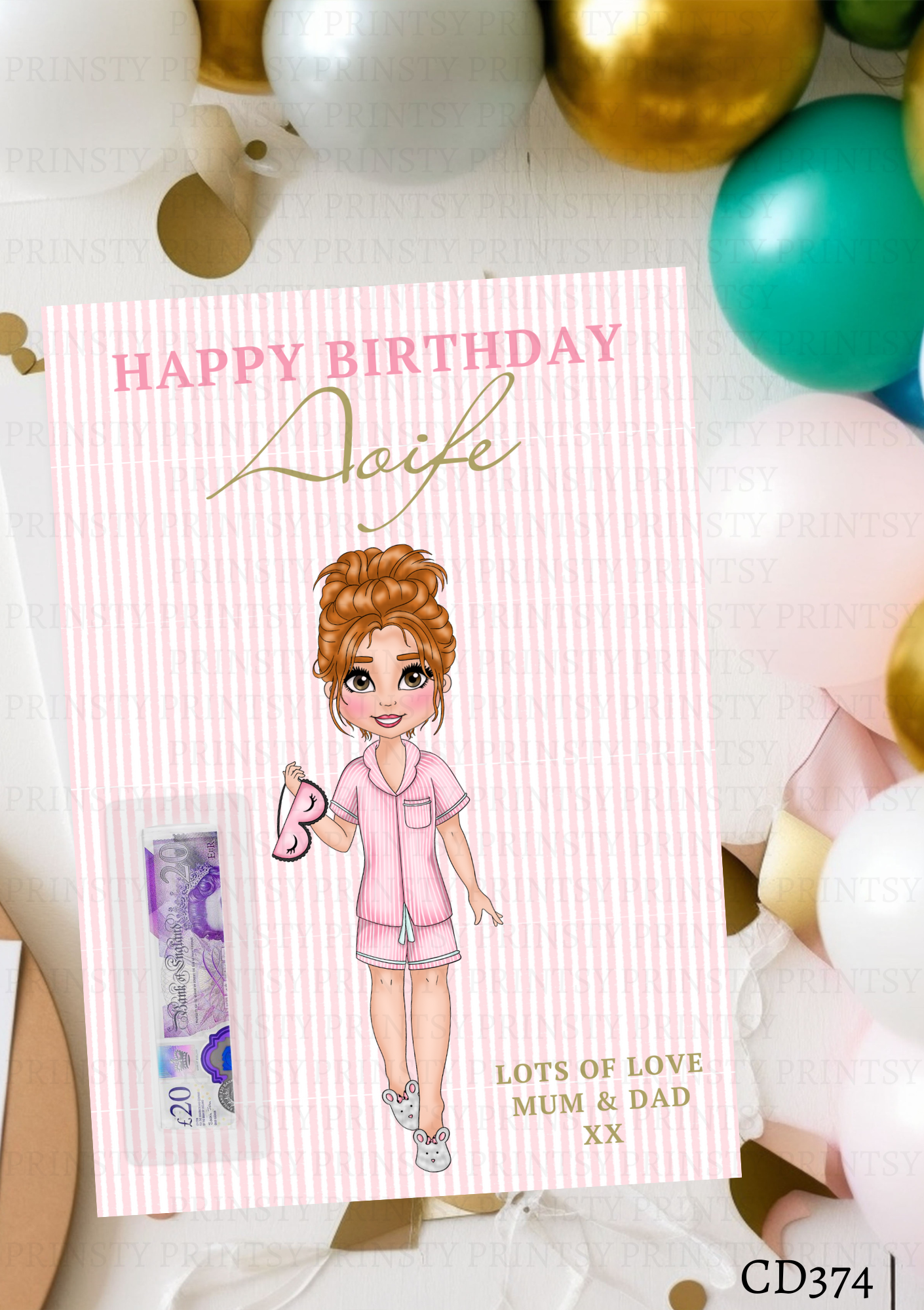 Sleep Over Dolly Money Card