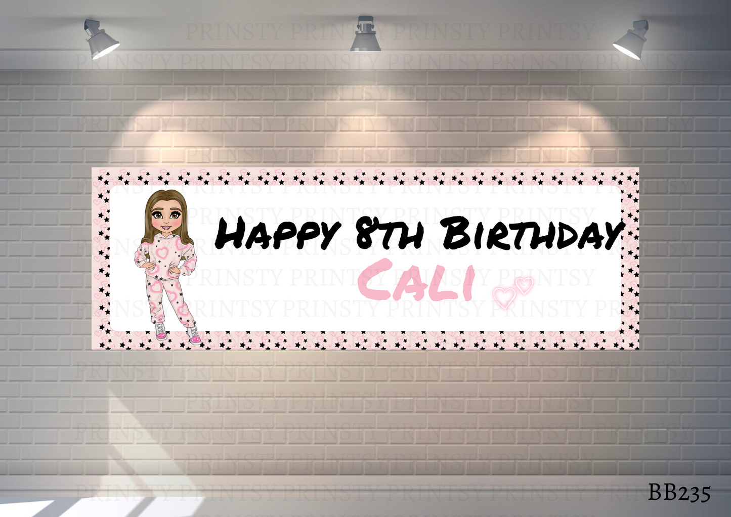 Pink Heart Graffiti Dolly Banner