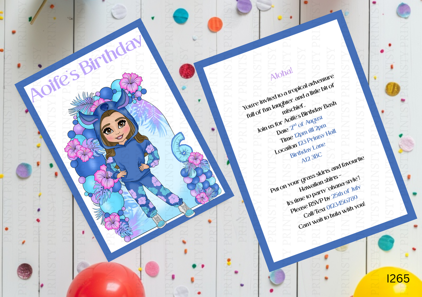Blue Hawaiian Dolly Invite