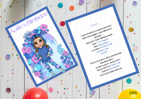 Blue Hawaiian Dolly Invite