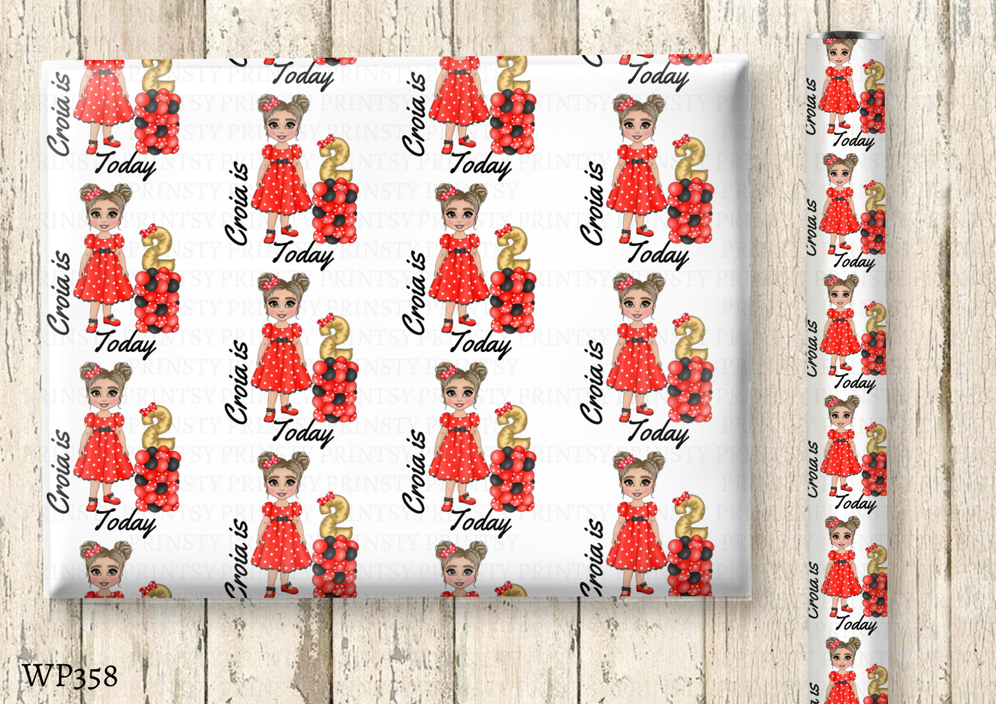 Spotty Dress Dolly Wrapping Paper