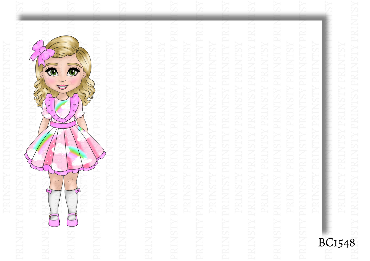 Rainbow Dolly Bow Card