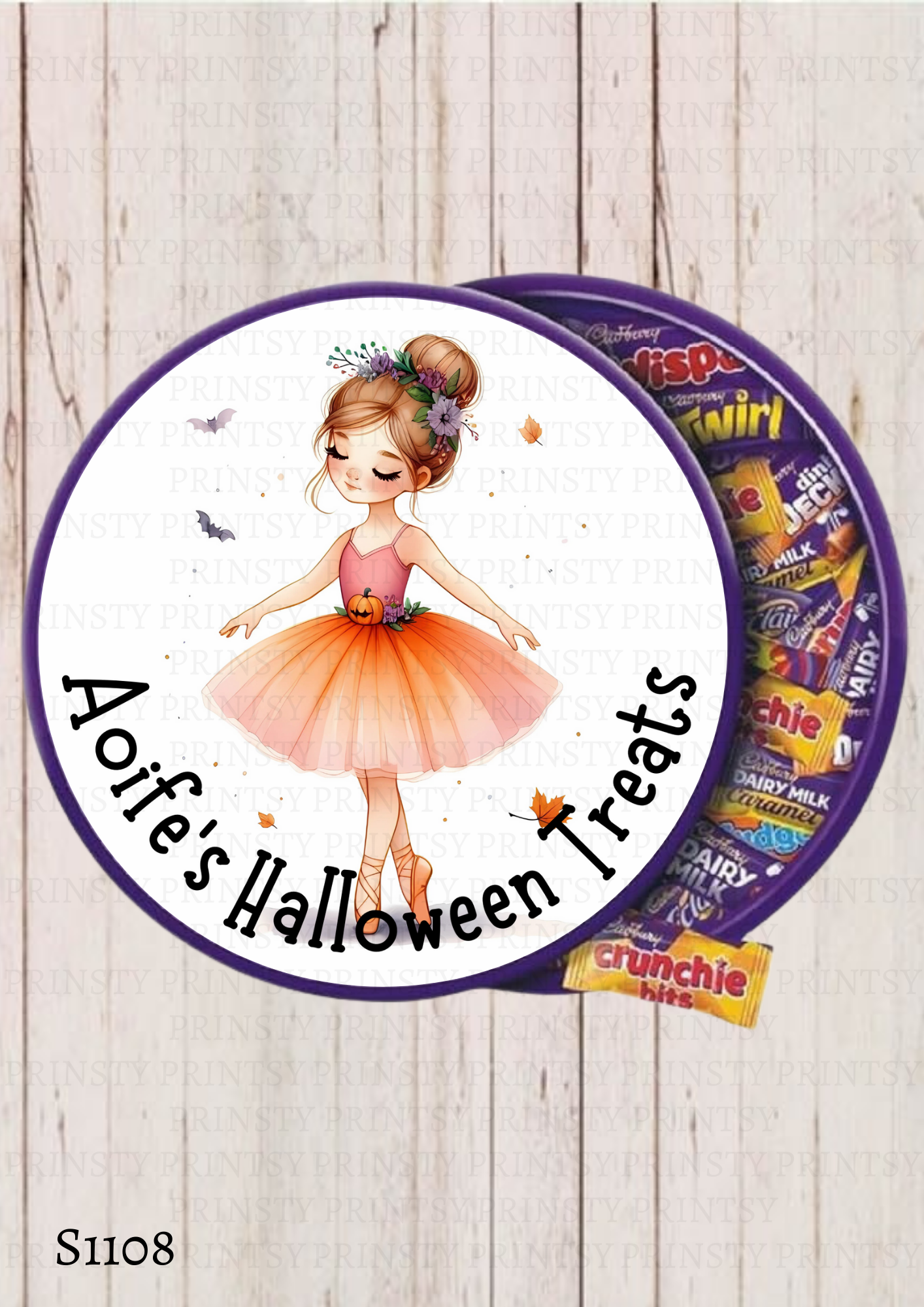 Cute Halloween Ballerina Chocolate Tub Sticker
