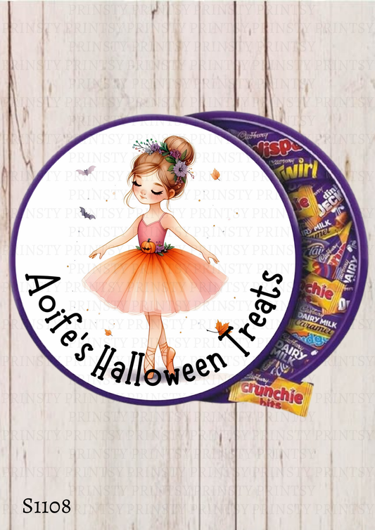 Cute Halloween Ballerina Chocolate Tub Sticker