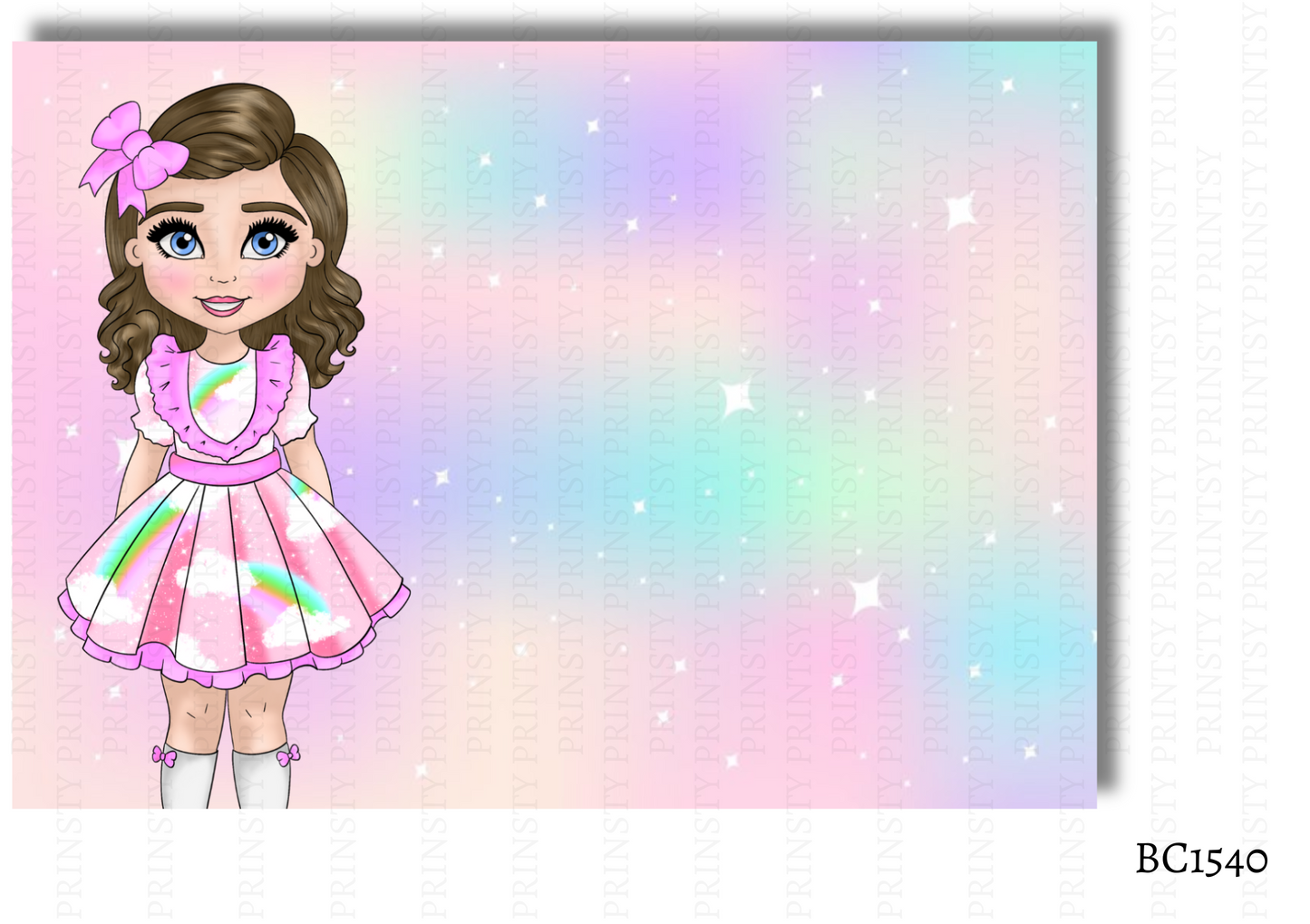 Rainbow Dolly Bow Card