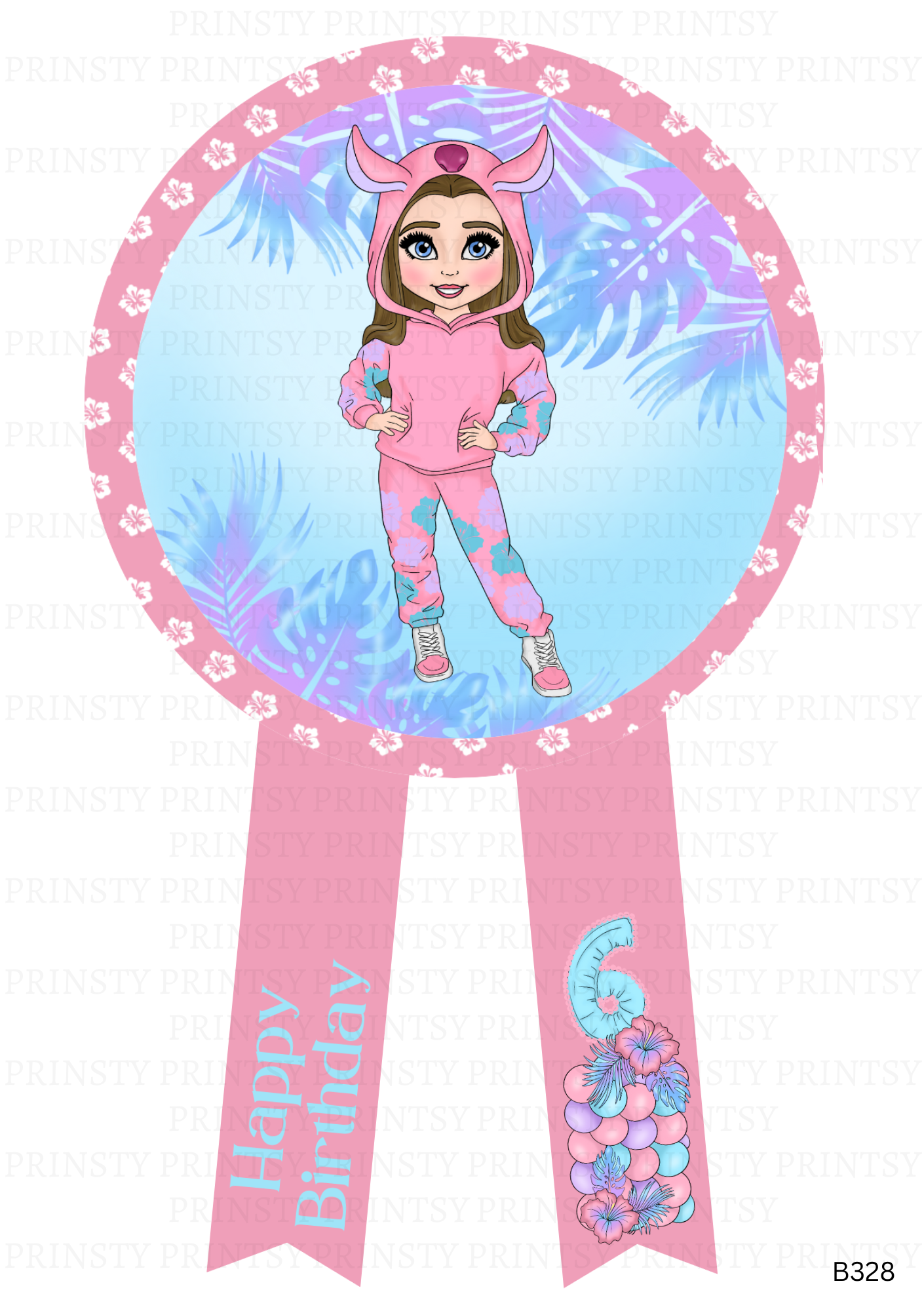Pink Hawaiian Dolly Badge