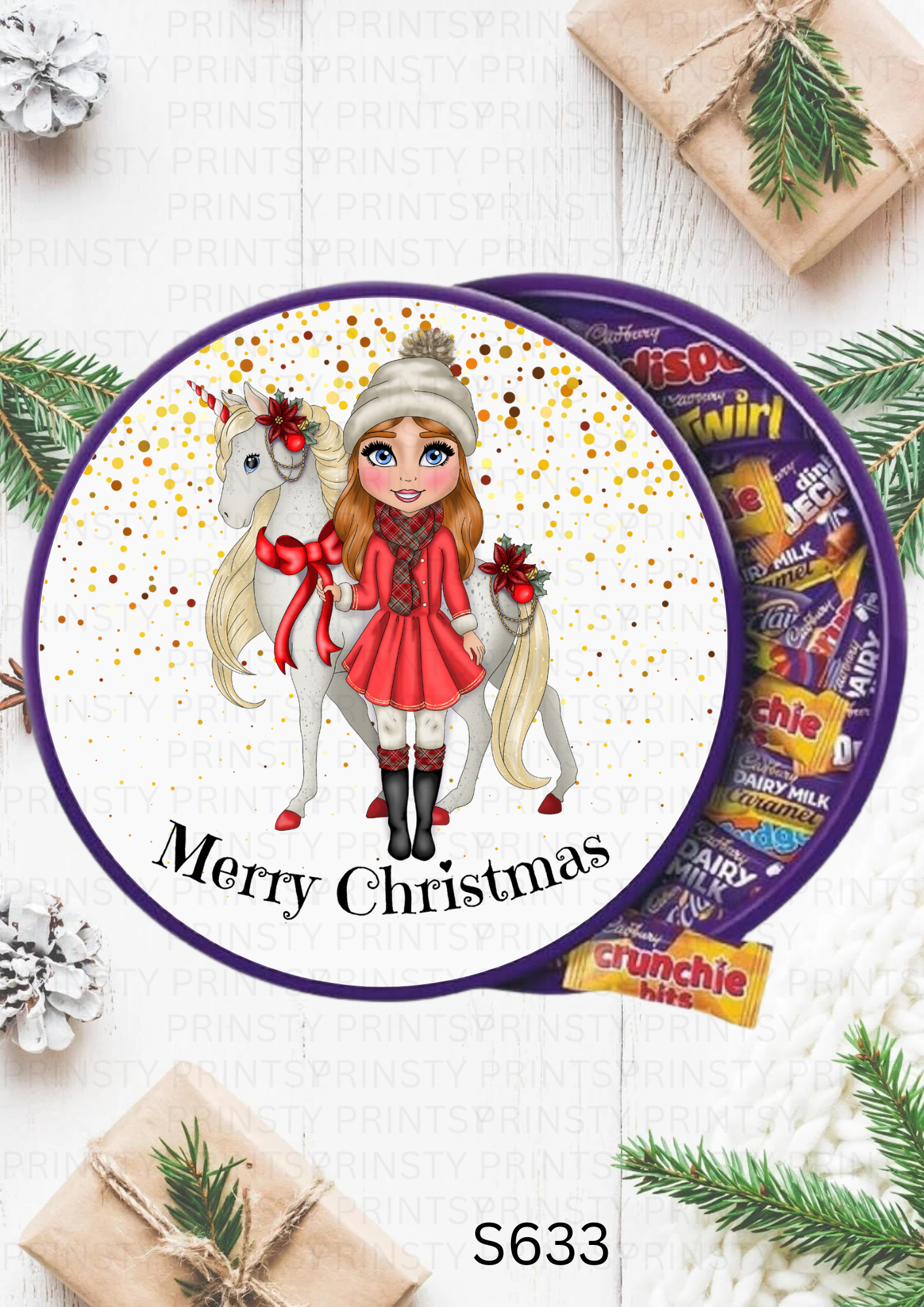 Dolly Christmas Chocolate Tub Sticker