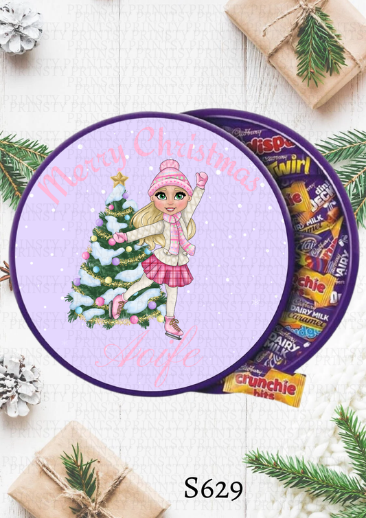 Ice Skating Dolly Chocolate Tub Sticker