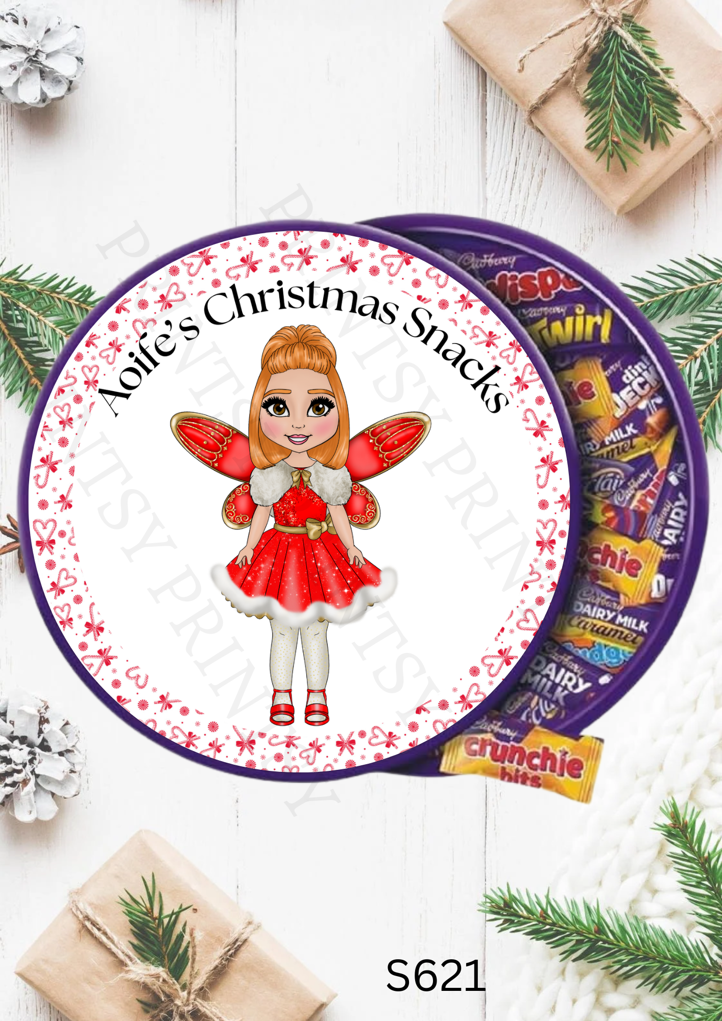 Christmas Fairy Chocolate Tub Sticker