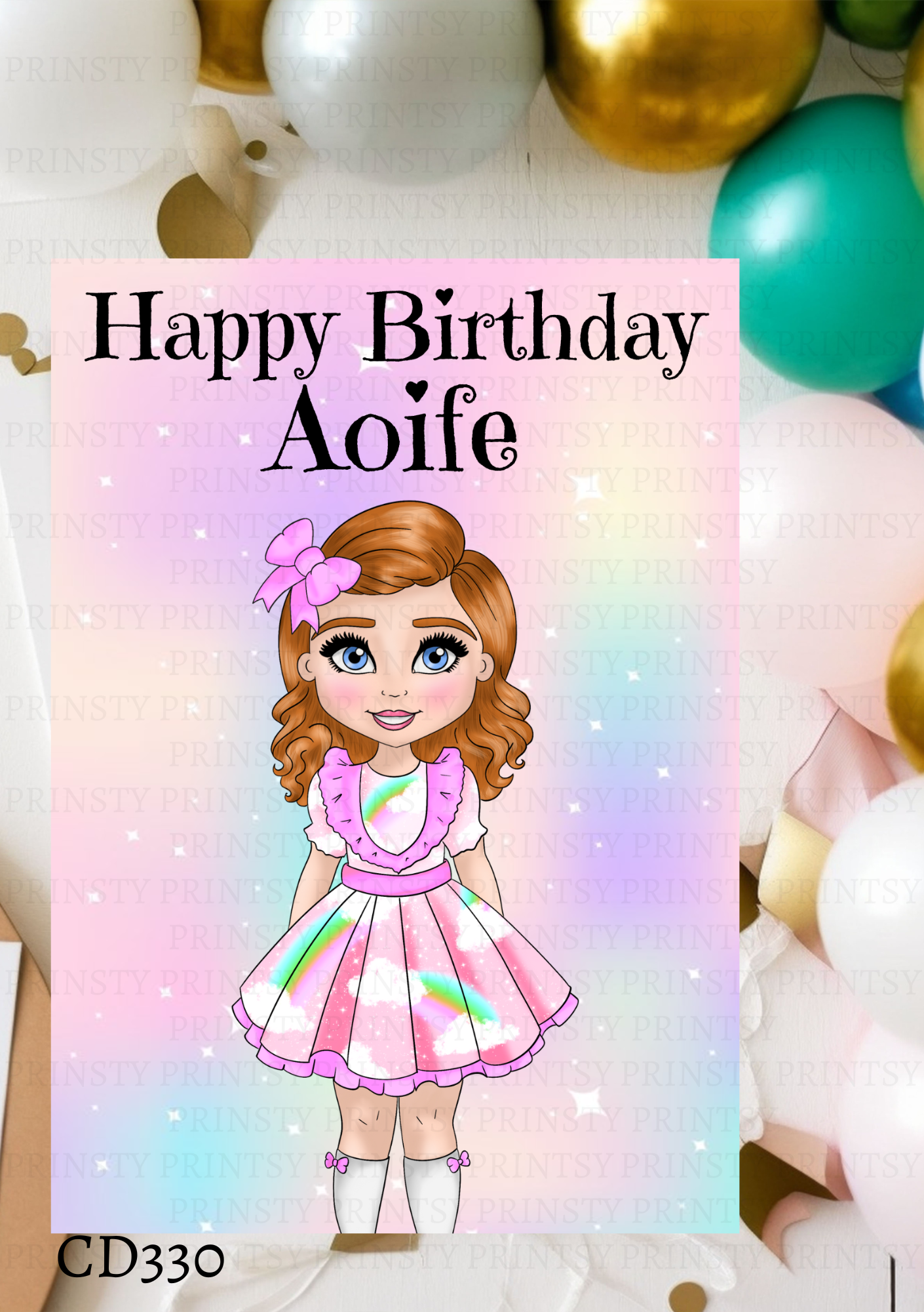 Rainbow Dolly Birthday Card