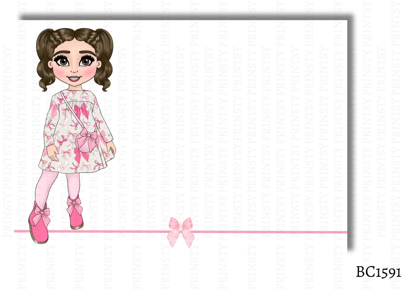 Bow Print Dolly Bow Card