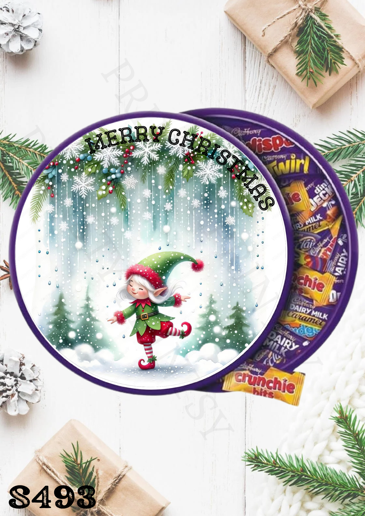 Christmas Elf Chocolate Tub Sticker