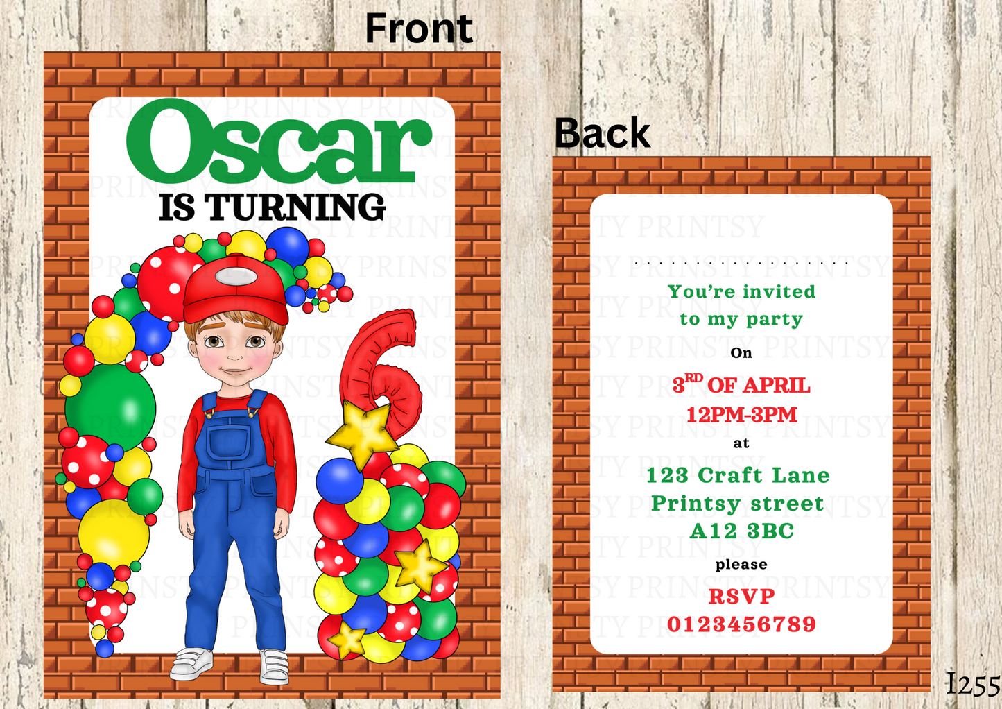Green and Red Dungarees Dude Invite