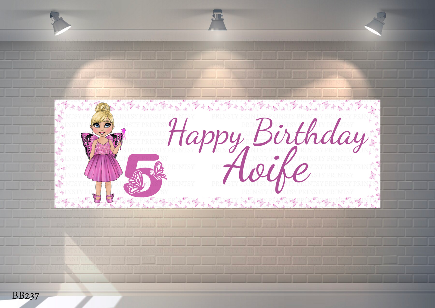Blue Butterfly Dolly Banner