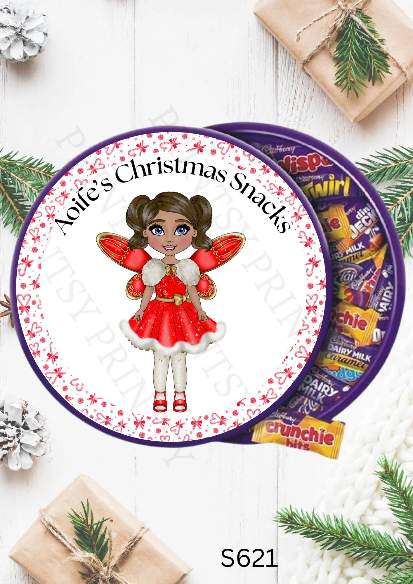 Christmas Fairy Chocolate Tub Sticker