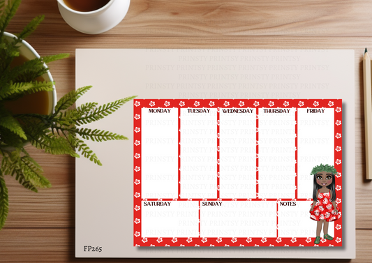 Red Hawaiian Dolly Weekly Planner
