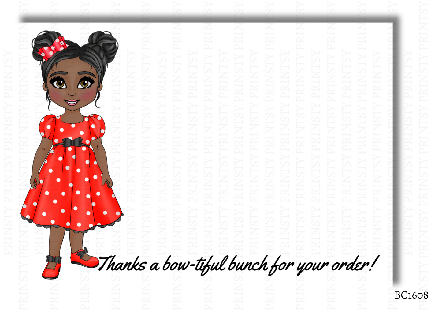 Spotty Dress Dolly Bow Card