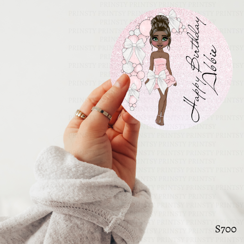 Pink & White Bow Dolly Sticker Sheet