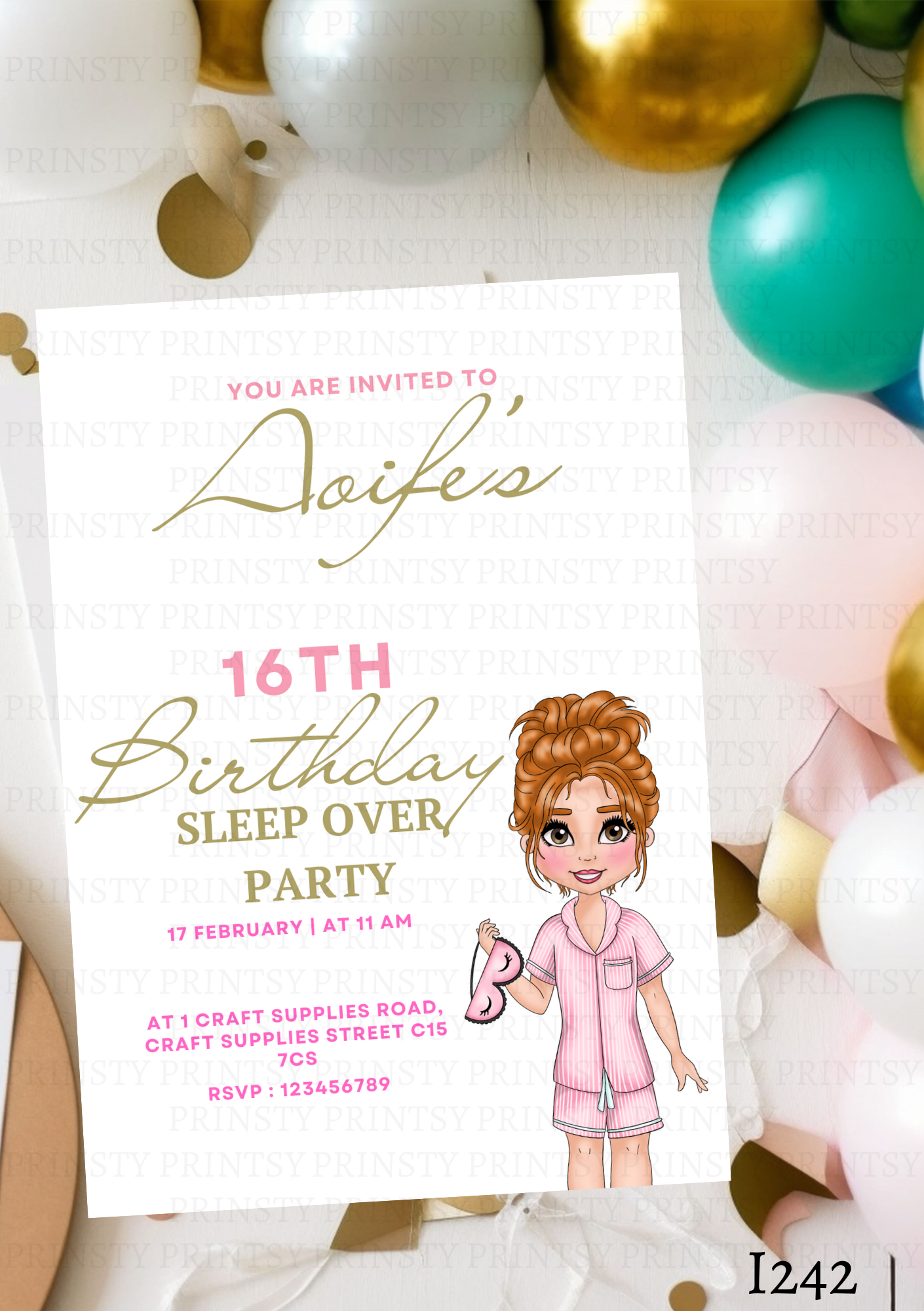 Sleep Over Dolly Invite