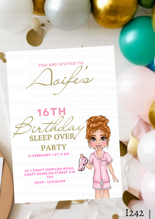 Sleep Over Dolly Invite