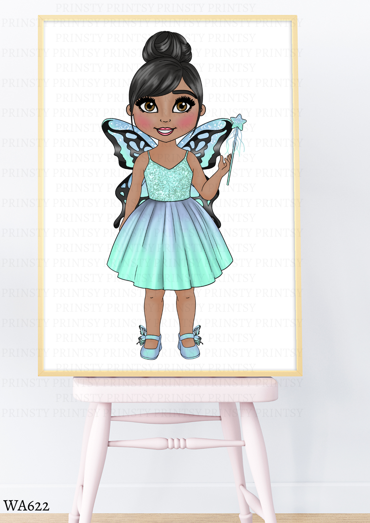 Blue Butterfly Dolly Wall Art