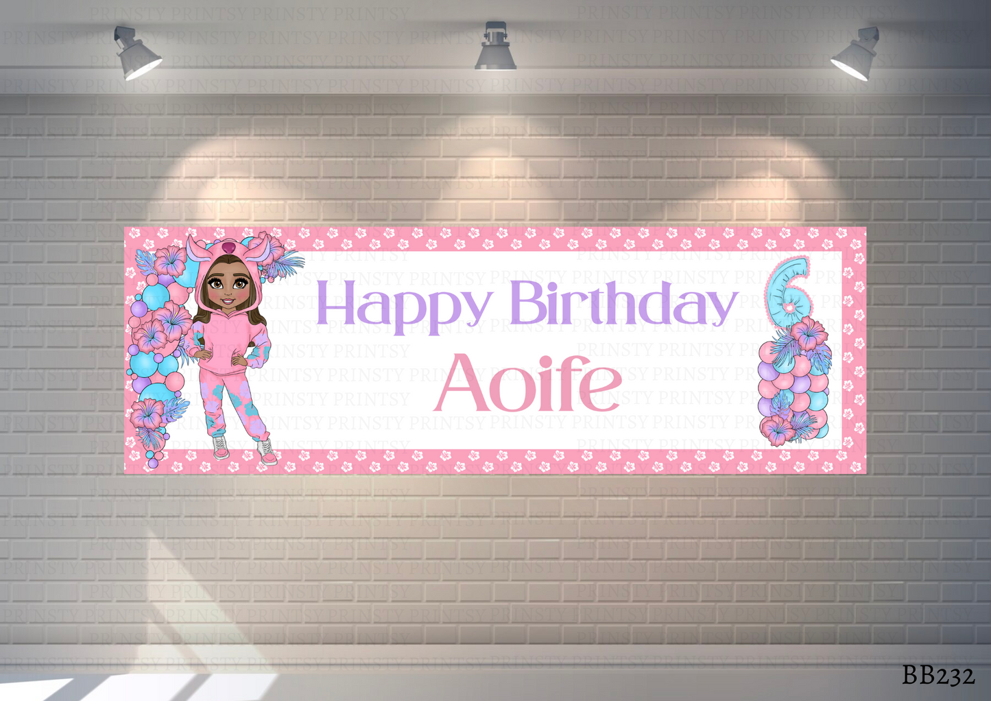 Pink Hawaiian Dolly Banner