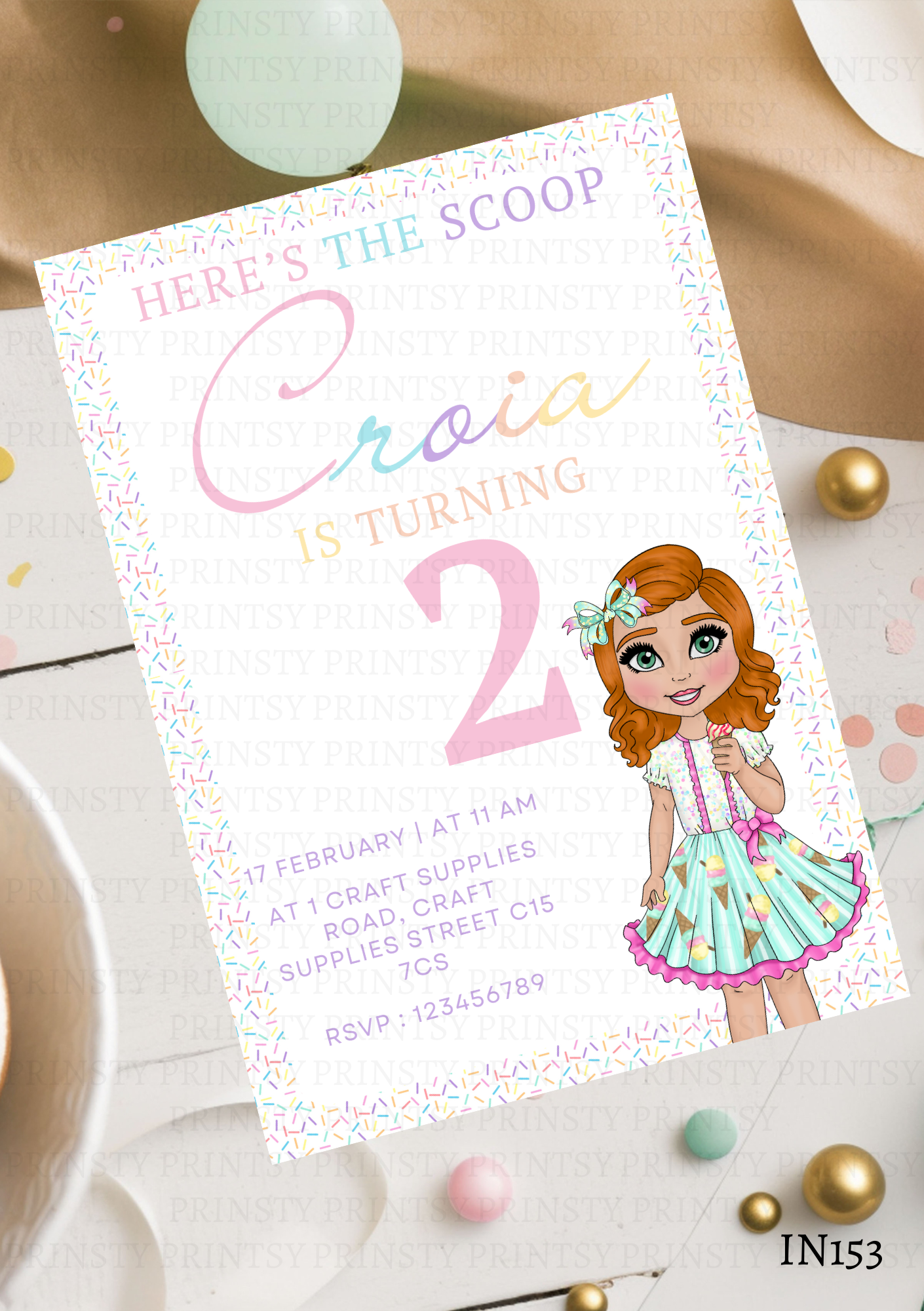 Ice Cream Dolly Invite