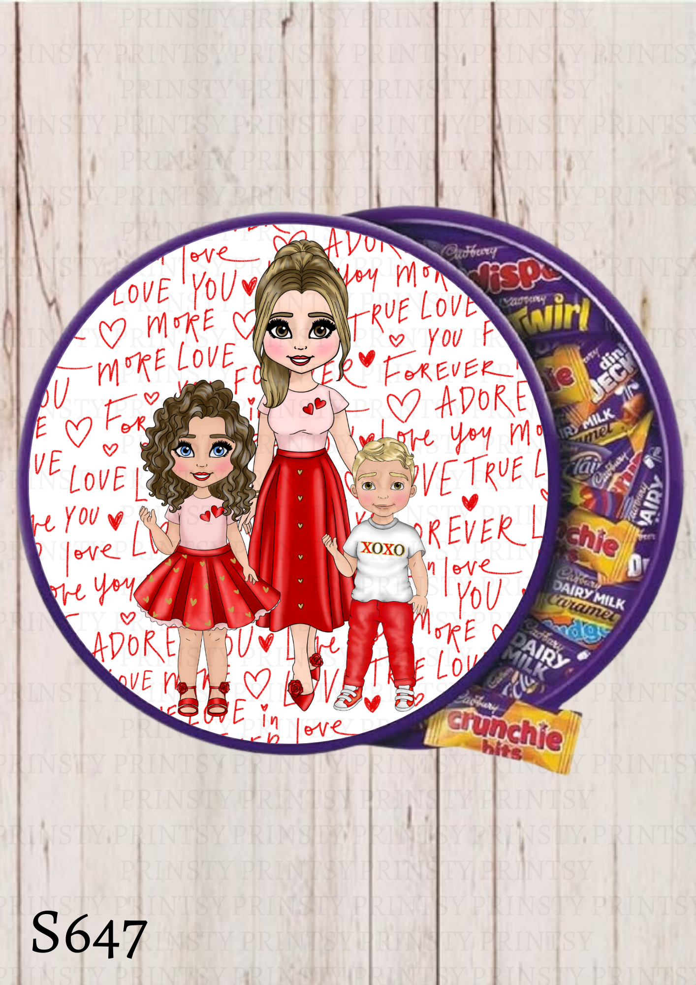 Dolly Valentines Chocolate Tub Sticker