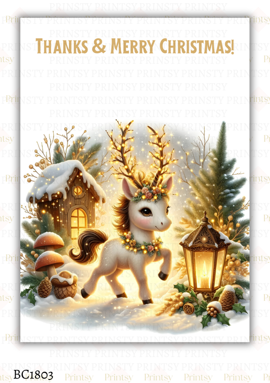 Christmas Unicorn Bow Card