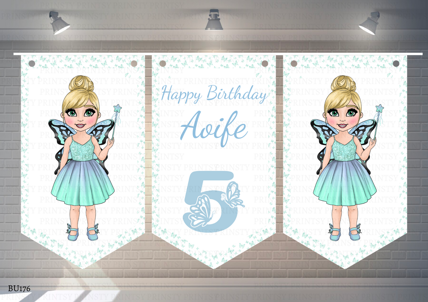 Blue Butterfly Dolly Bunting