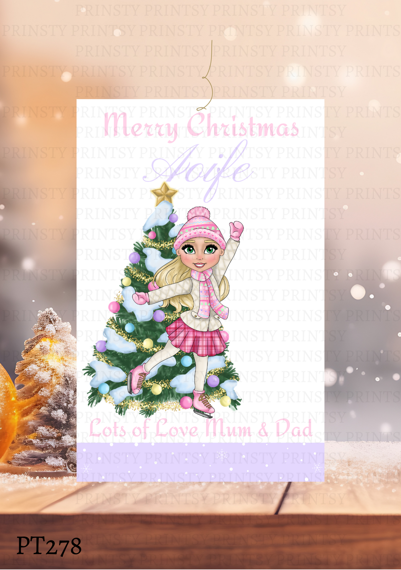 Ice Skating Dolly Gift Label