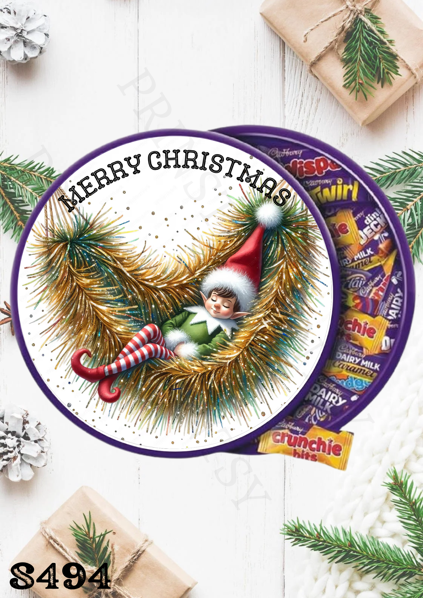 Christmas Elf Chocolate Tub Sticker