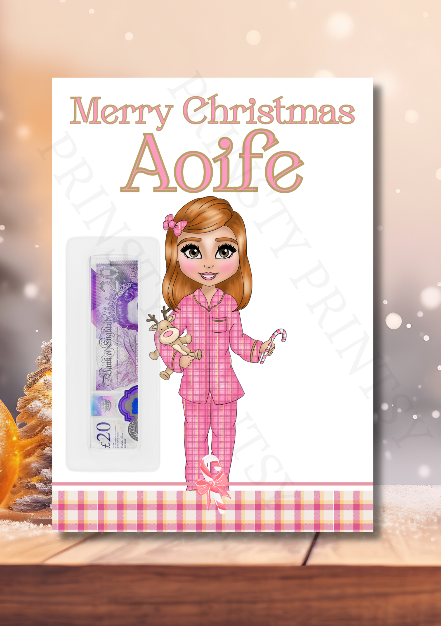 Pink Pj's Christmas Dolly Money Card